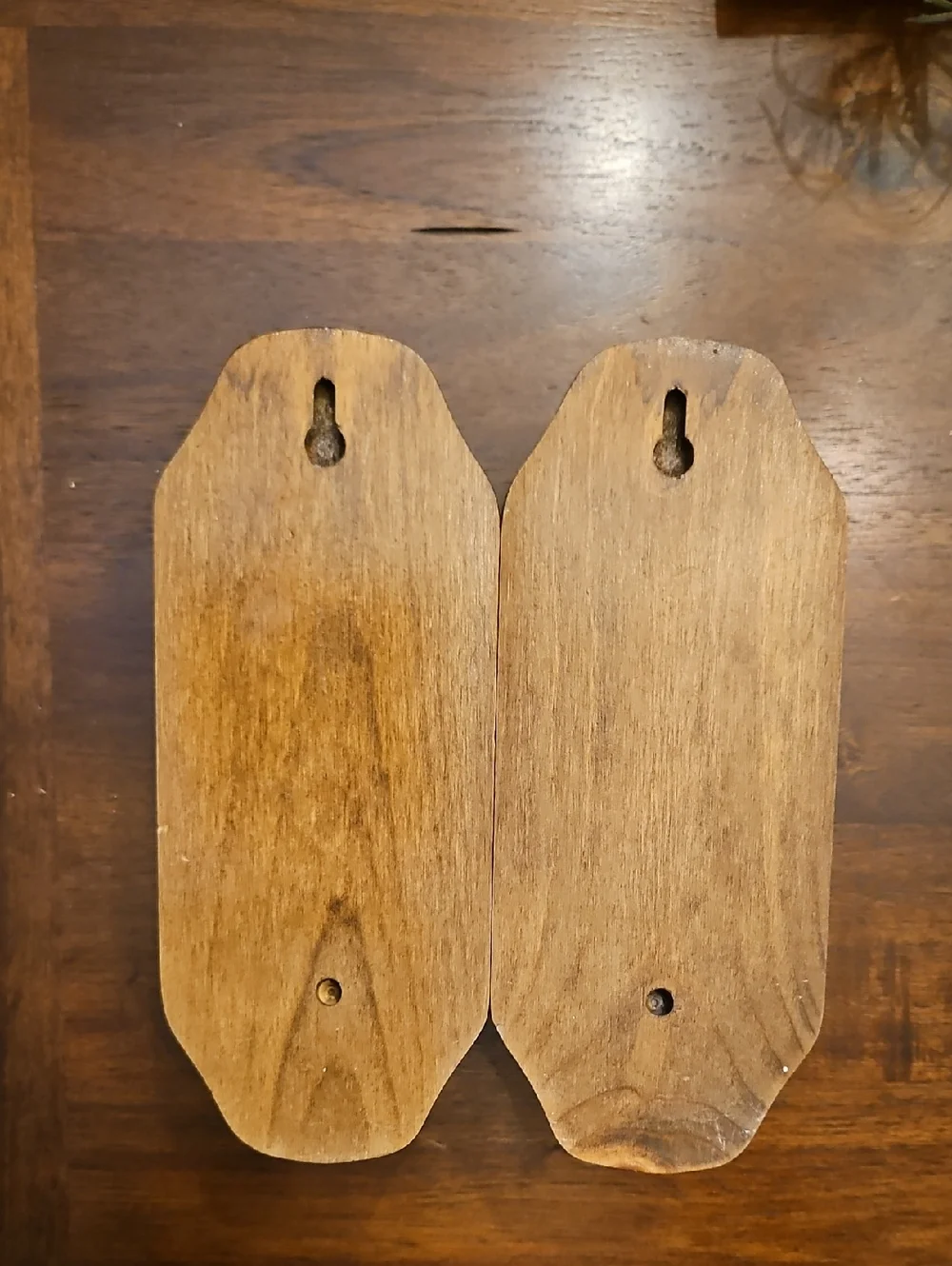 Vintage Wooden Wall Sconce Pair in Warm Brown - Unbranded